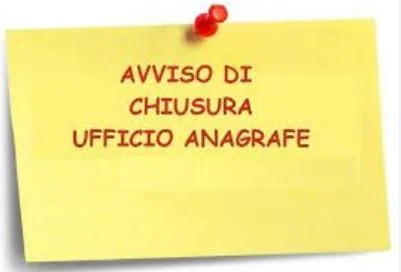 Avviso chiusura Ufficio Demografico