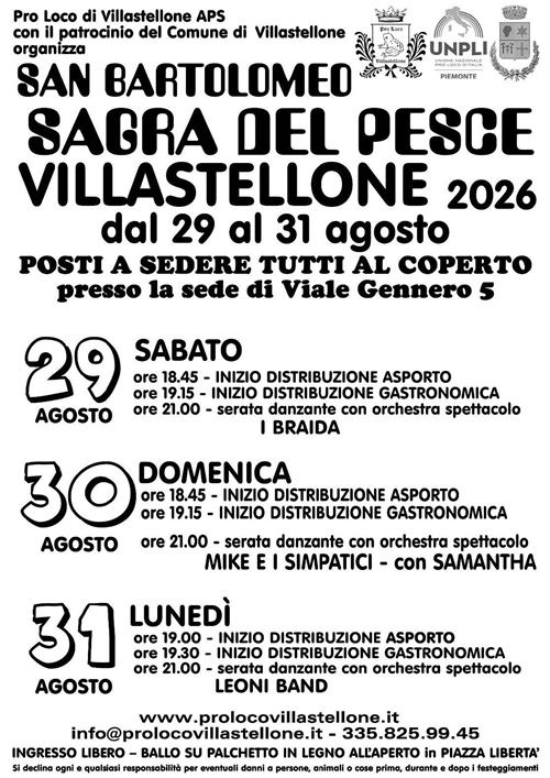 Sagra del Pesce 2026 a Villastellone