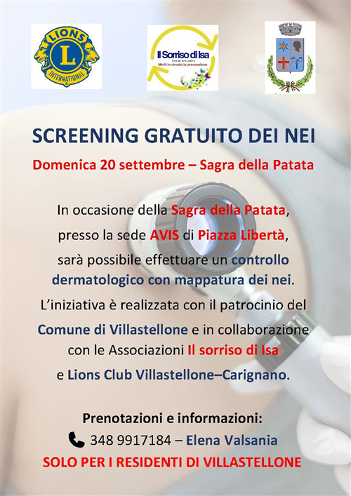 Screening gratuito per la mappatura dei nei